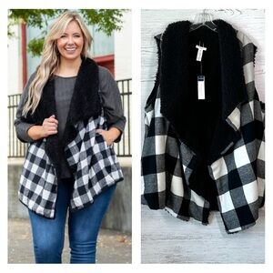 NWT WESTBOUND Flannel Buffalo Check Plaid Sherpa Fleece Lined Tunic Vest 2X